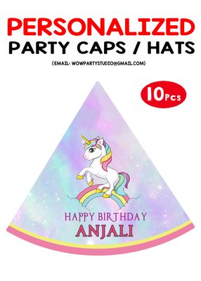 Unicorn Party Caps / Hats (10 Pcs)