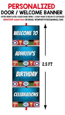 Avengers Theme Birthday Door/Welcome Banner (2.5ft)