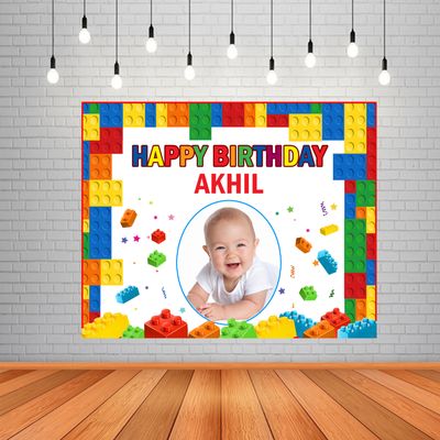 Lego Backdrop / Background Banner With Baby Picture  (4ft x 5ft)