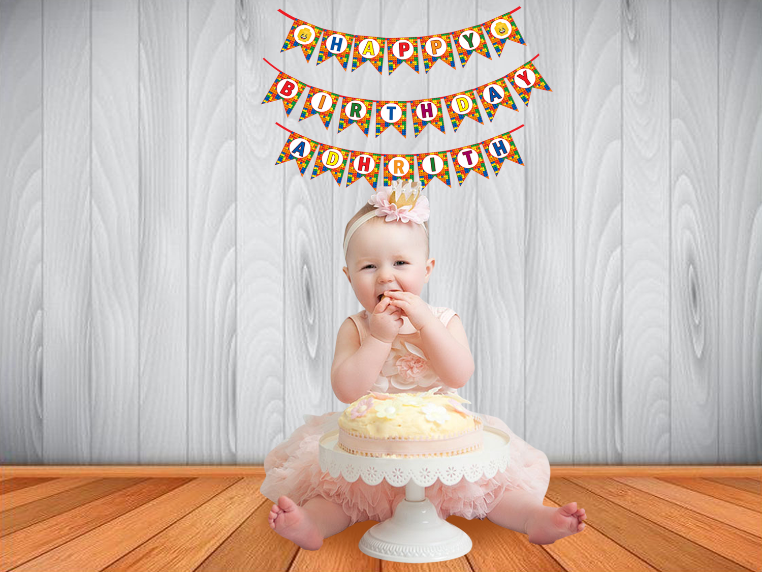 Lego Theme Bunting Banner With Birthday Boy/Girl Name-1Pc