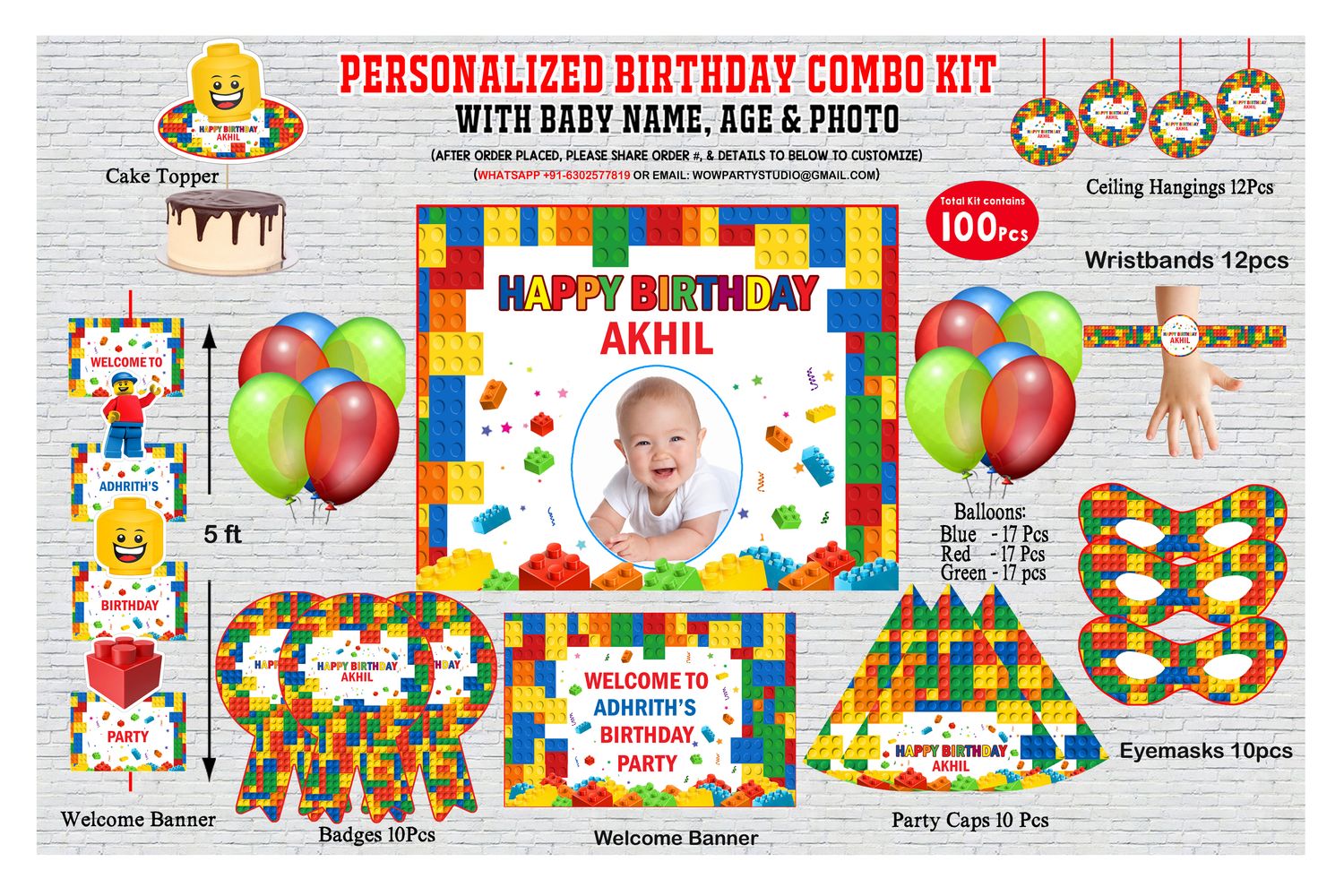 Lego Theme 100 Pcs Birthday Party Combo Set