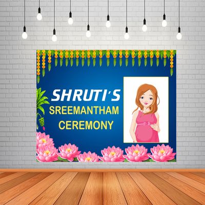 Baby Shower Theme Background Banner With Women Picture  (4ft x 5ft)
