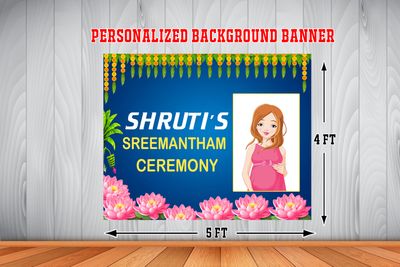Baby Shower Theme Background Banner With Women Picture  (4ft x 5ft)
