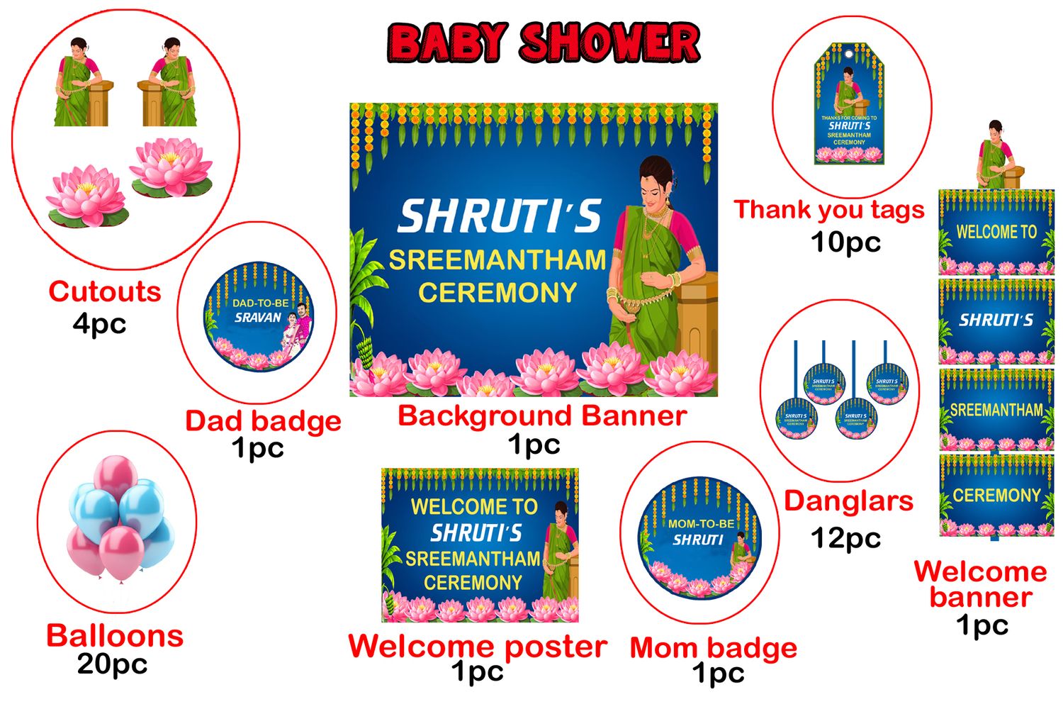 Baby Shower Theme 50 Pcs Combo Kit