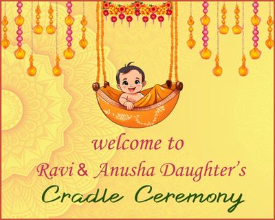 Cradle Ceremony Yellow Backdrop / Background Banner (4ft x 5ft)