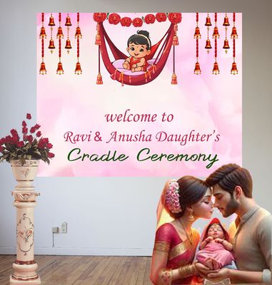 Cradle Ceremony Pink Backdrop / Background Banner (4ft x 5ft)