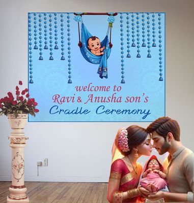 Cradle Ceremony Blue Backdrop / Background Banner (4ft x 5ft)