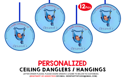 Cradle Ceremony Blue Theme Ceiling Hangings / Danglers (12 Pcs)