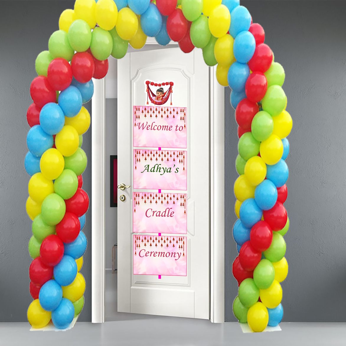 Cradle Ceremony Pink Theme Door/Welcome Banner (5ft)