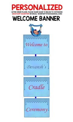 Cradle Ceremony Blue Theme Door/Welcome Banner (5ft)