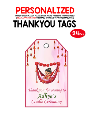 Cradle Ceremony Pink Theme Thank you Tags (24 Pcs)