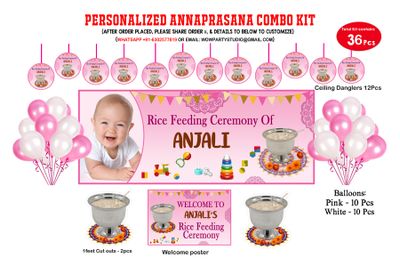 Annaprasana / Rice Eating Ceremony Pink Theme Combo Kit 36Pcs