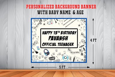 Teenager Theme Backdrop / Background Banner (4ft x 5ft)