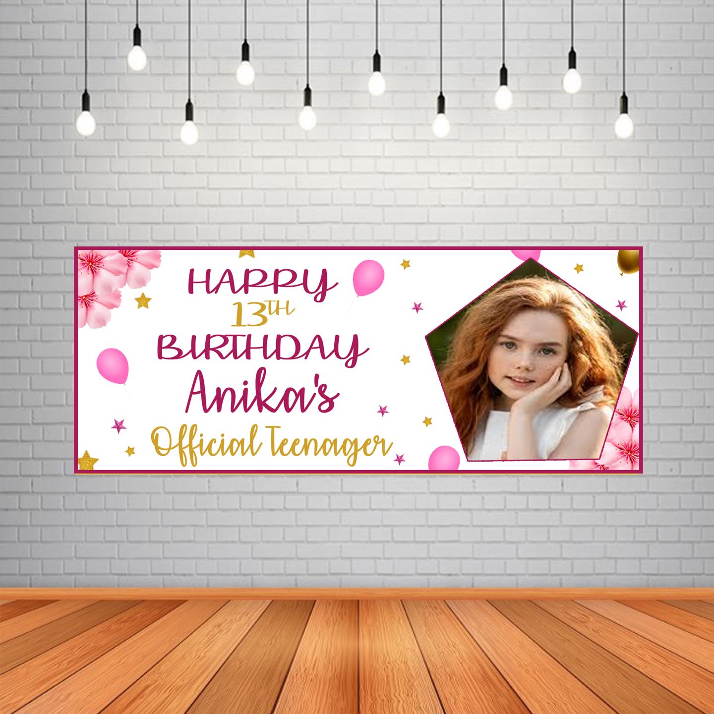 Teenager Theme Background Banner With Girl Picture (2ft x 5ft)