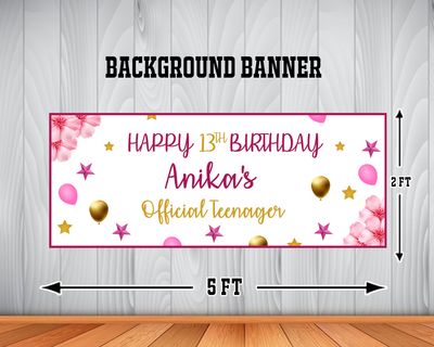 Teenager Theme Background Banner (2ft x 5ft)