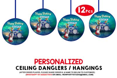 Music Theme Ceiling Hangings / Danglers (12 Pcs)