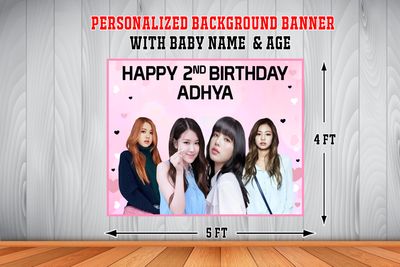Black Pink Theme Backdrop / Background Banner (4ft x 5ft)