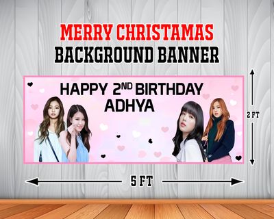 Black Pink Theme Background Banner (2ft x 5ft)