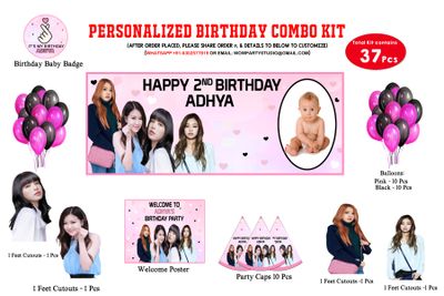 Black Pink Theme - Combo Kit 37Pcs With Baby Picture on Banner