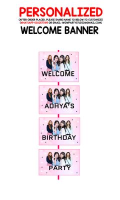 Black Pink Theme Door / Welcome Banner (3ft)