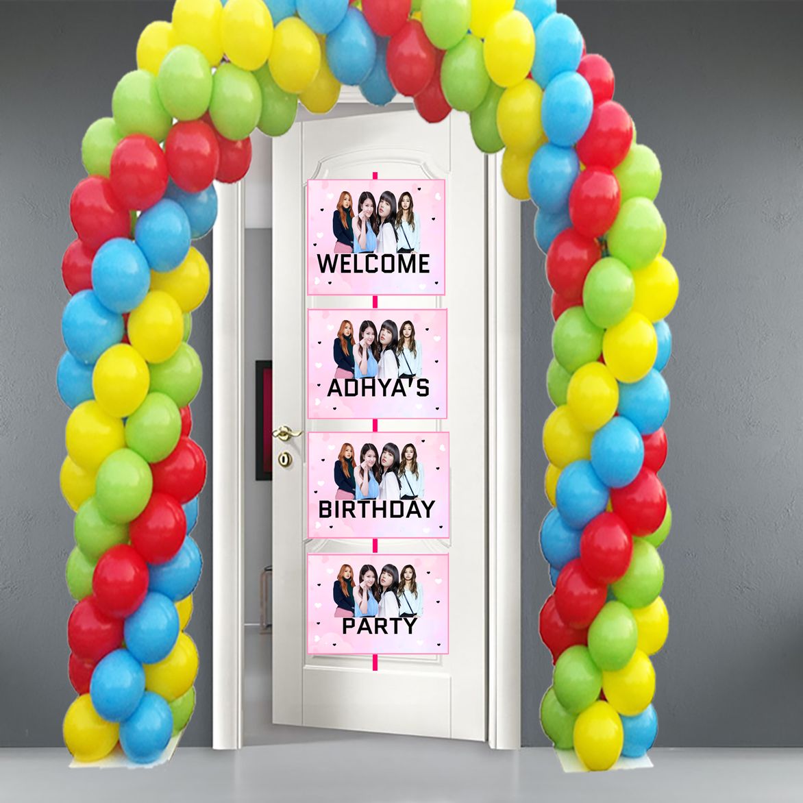 Black Pink Theme Door / Welcome Banner (3ft)