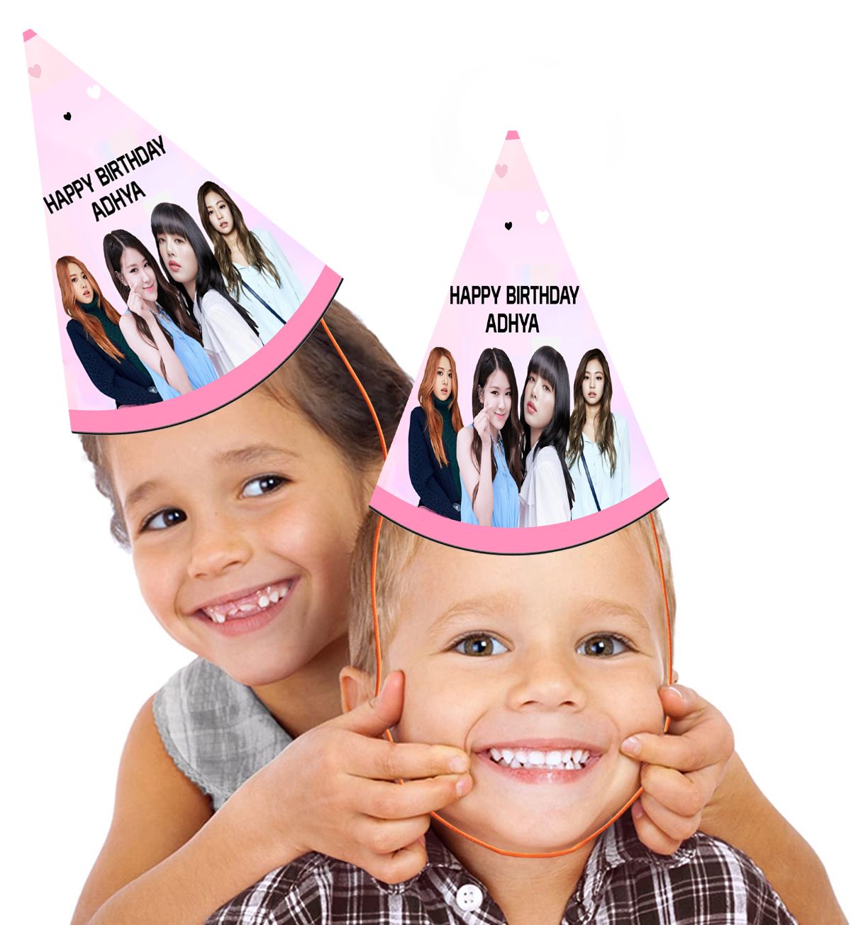 Black Pink Theme Party Caps / Hats (10 Pcs)