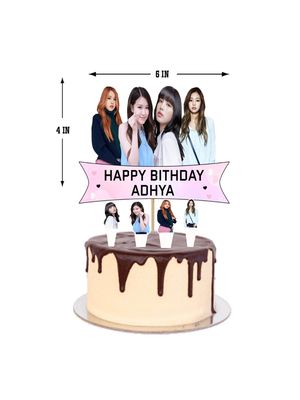 Black Pink Theme Big And Small Cake Topper Set 5Pcs