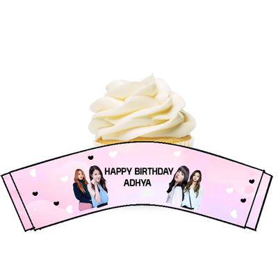 Black Pink Theme CupCake Wrappers (10Pcs)