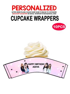 Black Pink Theme CupCake Wrappers (10Pcs)