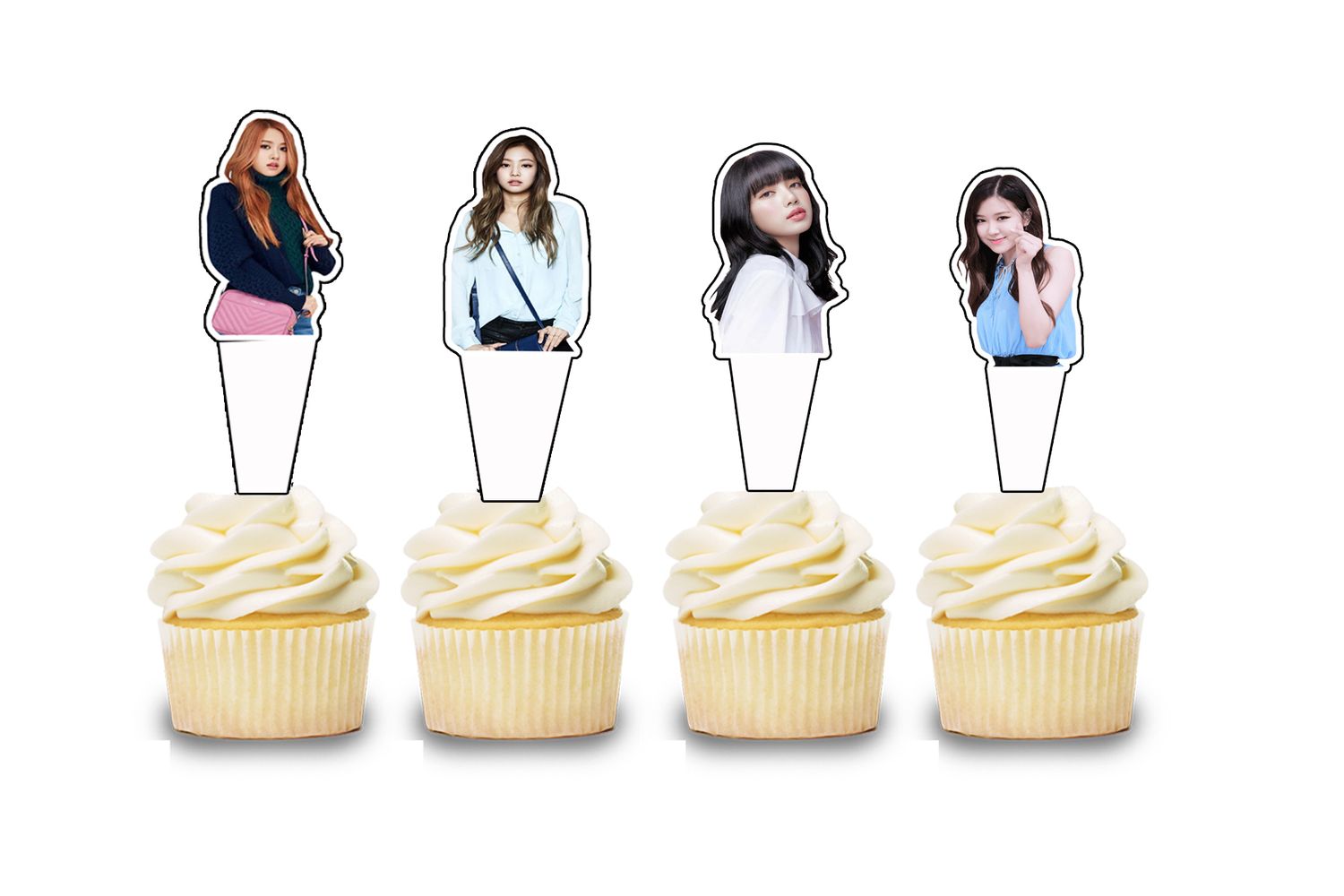 Black Pink Theme Cupcake Shape Topper (20 Pcs)