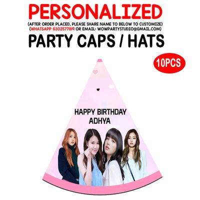 Black Pink Theme Party Caps / Hats (10 Pcs)