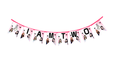 Black Pink Theme I am Two Bunting Banner