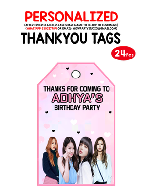 Black Pink Theme Thank you Tags (24 Pcs)