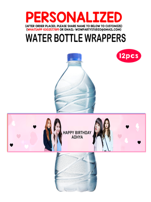 Black Pink Theme Water Bottle Wrappers (12Pcs)