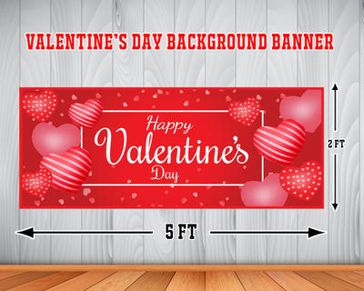 Valentine's Day Theme Backdrop / Background Banner (2ft x 5ft)