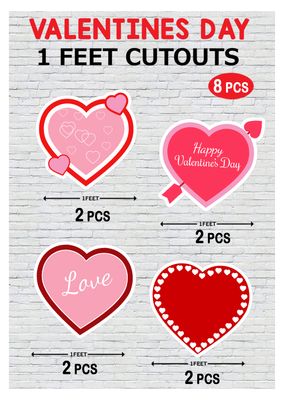 Valentine's Day Theme Cutouts (1ft) - 8 Pcs