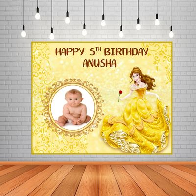 Belle Theme Background Banner With Baby Picture  (4ft x 5ft)