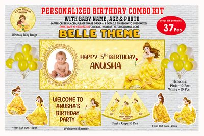 Belle Theme Combo Kit 37Pcs With Kids Picture On Background Banner