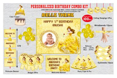 Belle Theme Birthday Party Combo Kit-100Pcs