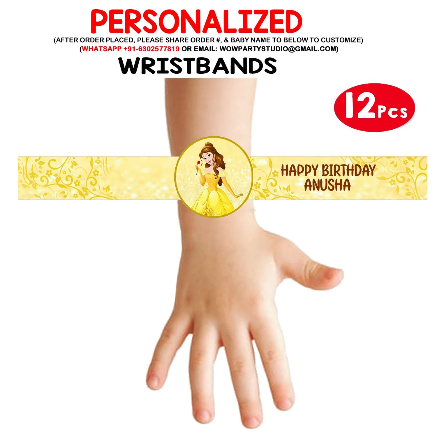 Belle Theme Wristbands (12 Pcs)