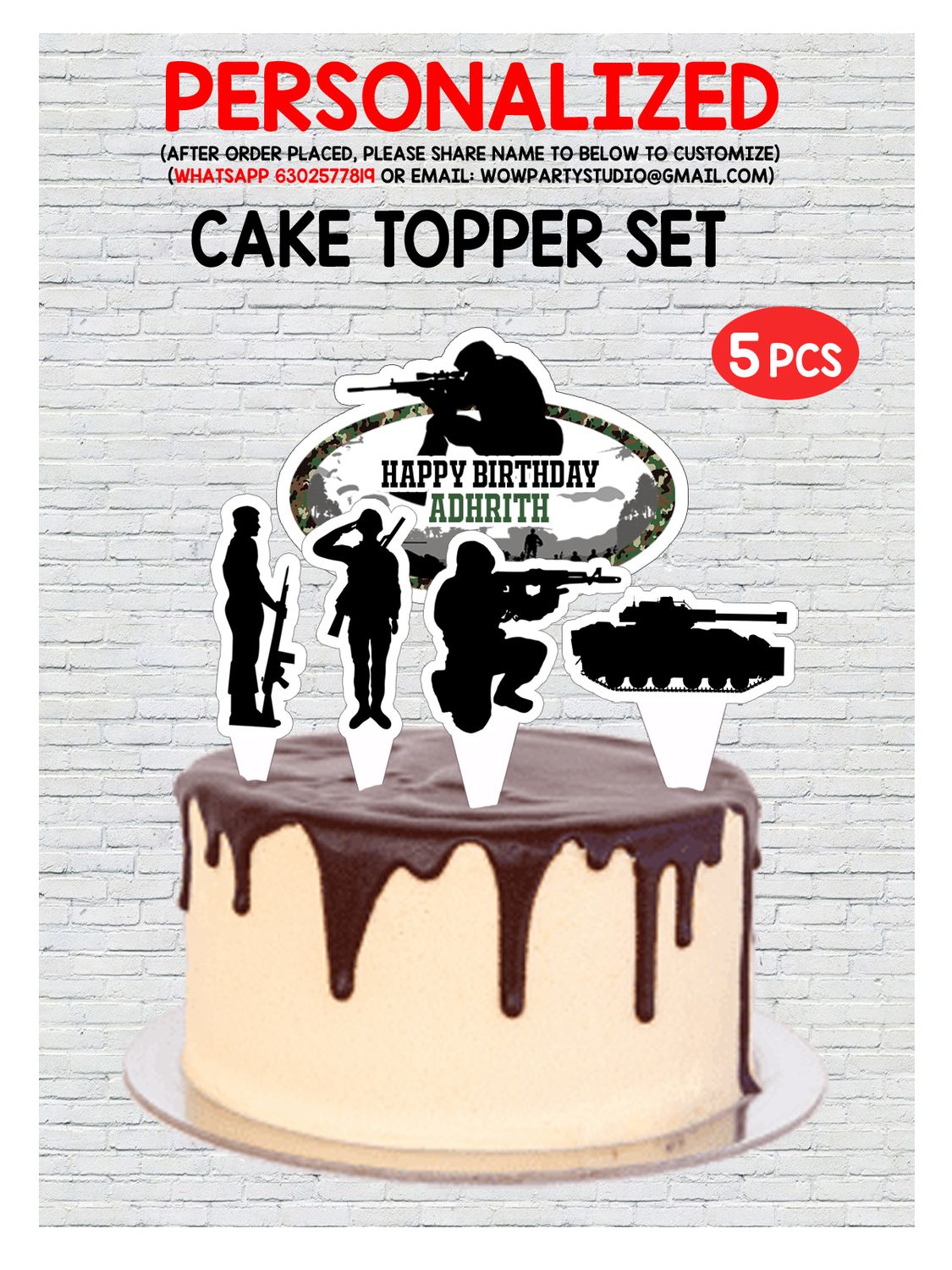 Military Theme Cake Topper Set 5Pcs