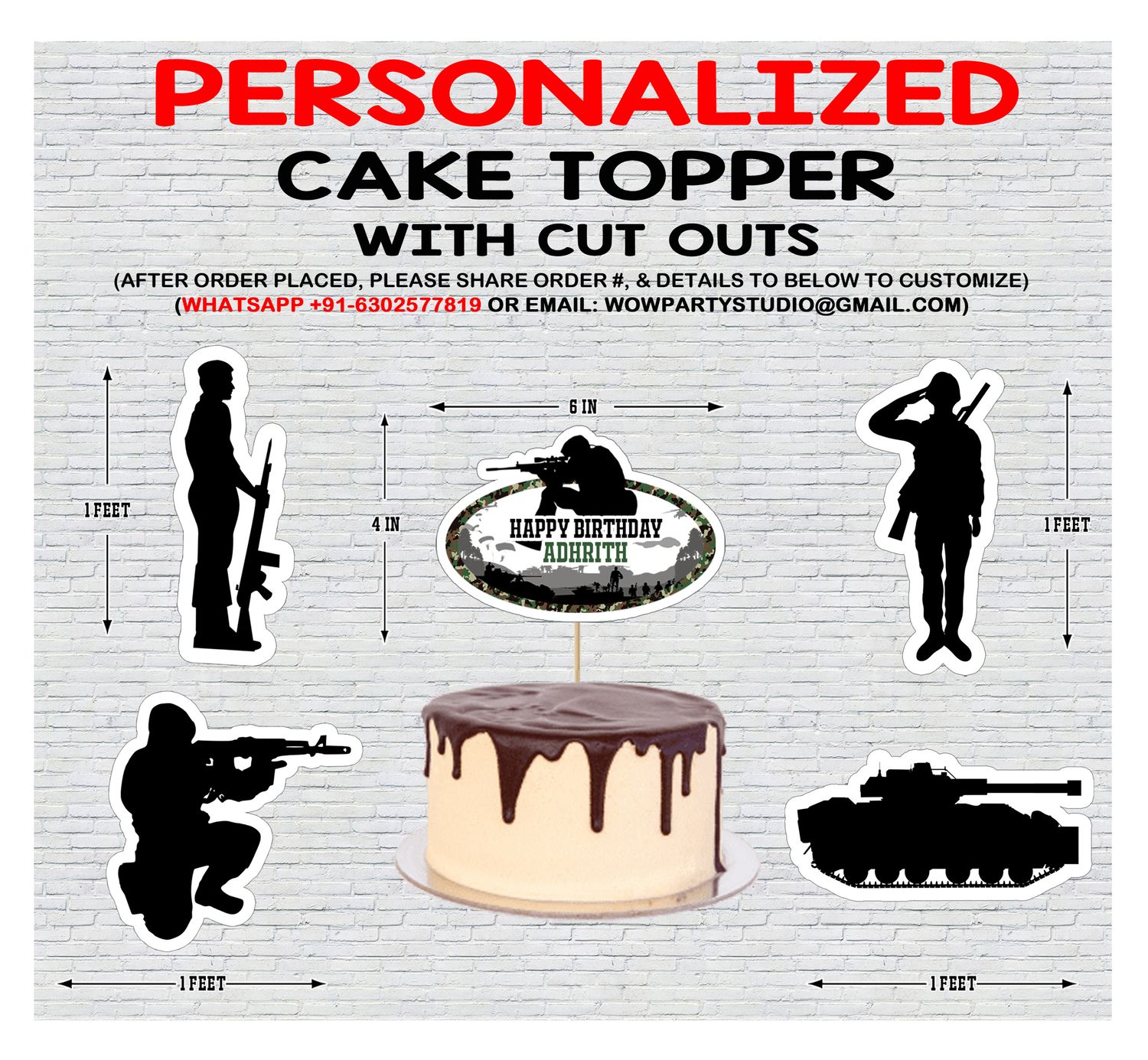 Military Theme Cake Topper Combo