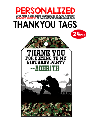 Military Theme Thank you Tags (24 Pcs)