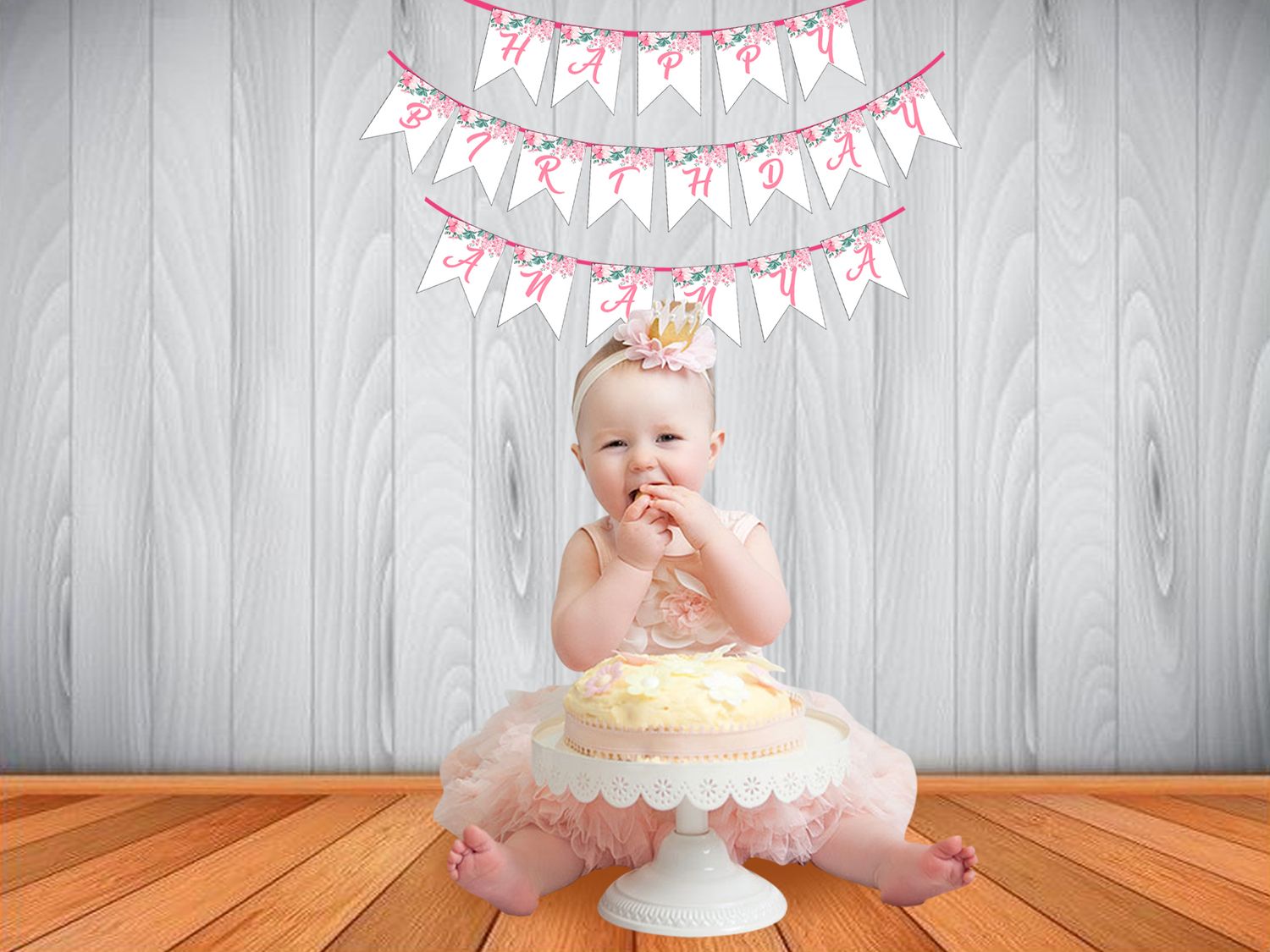 Floral - Bunting Banner with Name
