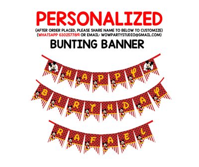 Mickey Mouse Bunting Banner with Name