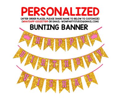 Royal Princess - Pink Bunting Banner with Name
