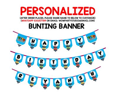 Tayo Bus Bunting Banner with Name