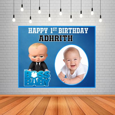 Boss Baby Backdrop / Background Banner With Baby Picture  (4ft x 5ft)