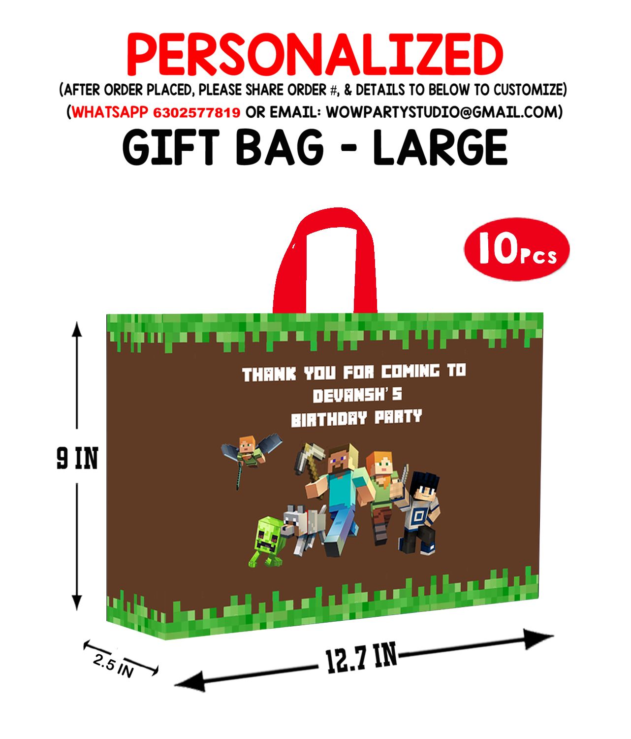 MineCraft Gift Bag - Large (10 Pcs)