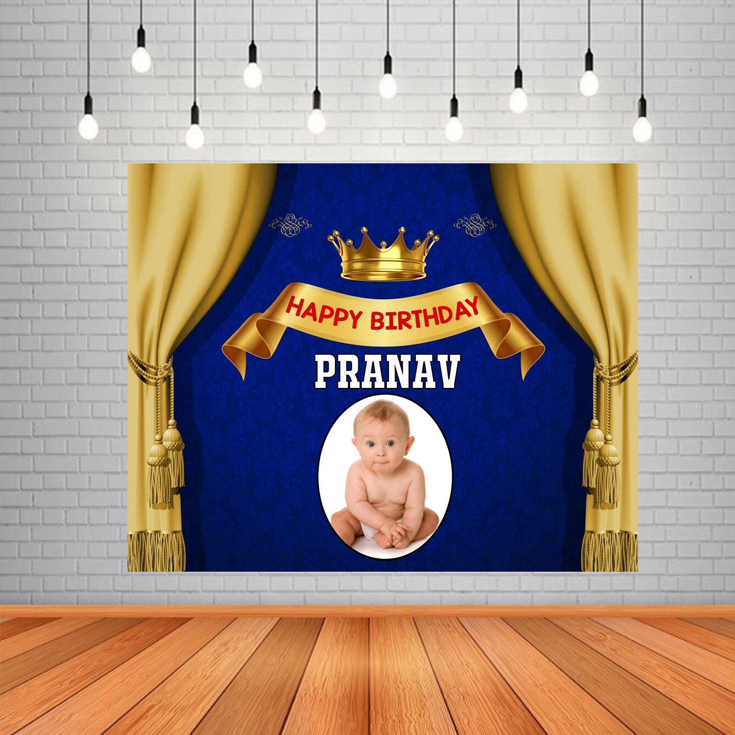 Royal Prince Backdrop / Background Banner With Baby Picture  (4ft x 5ft)